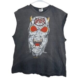 Vintage 1986 Slayer Reign In Blood Tour T-Shirt Sleeveless Tank XL Distressed